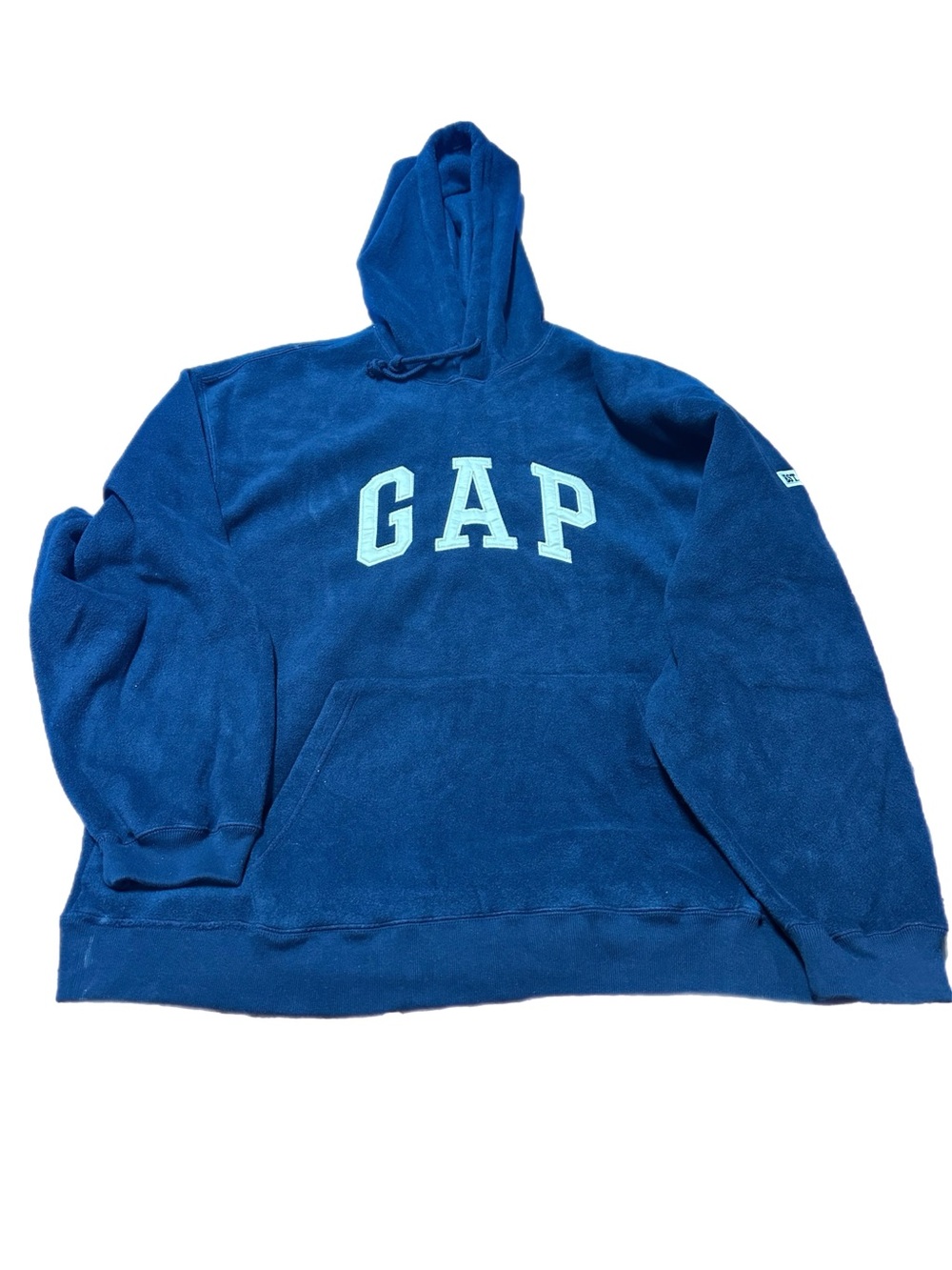Vintage GAP Navy Blue Big Logo Fleece Hoodie - XL